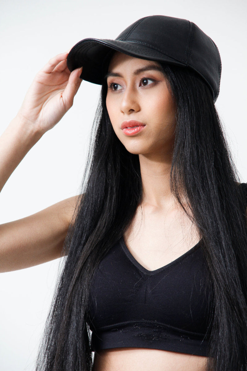 Leder Cabrio Base Cap in schwarz