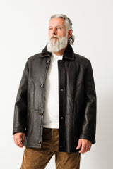 Echte Halblange Herren Winter Lammfelljacke  in nappalan braun gefärbt