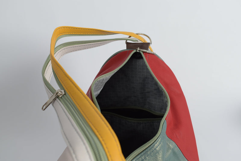 Damen Leder Rucksäcke aus Lammnappa in Mixfarben bunt 340 Gramm