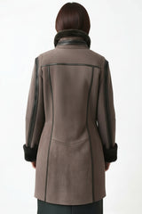 echte gewachsene Damen Lammfelljacke mit Reißverschluss aus Merinofell, Einschubtasche