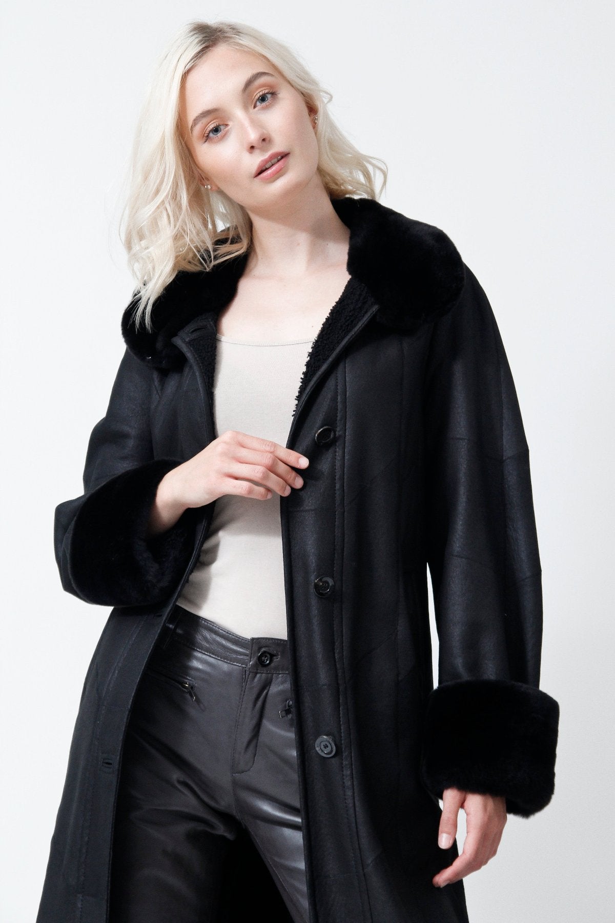 Lammfell Mantel Curly Lammfelljacke Damen Christ Damen-Lammfell