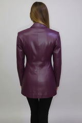 Damen Lederblazer lang