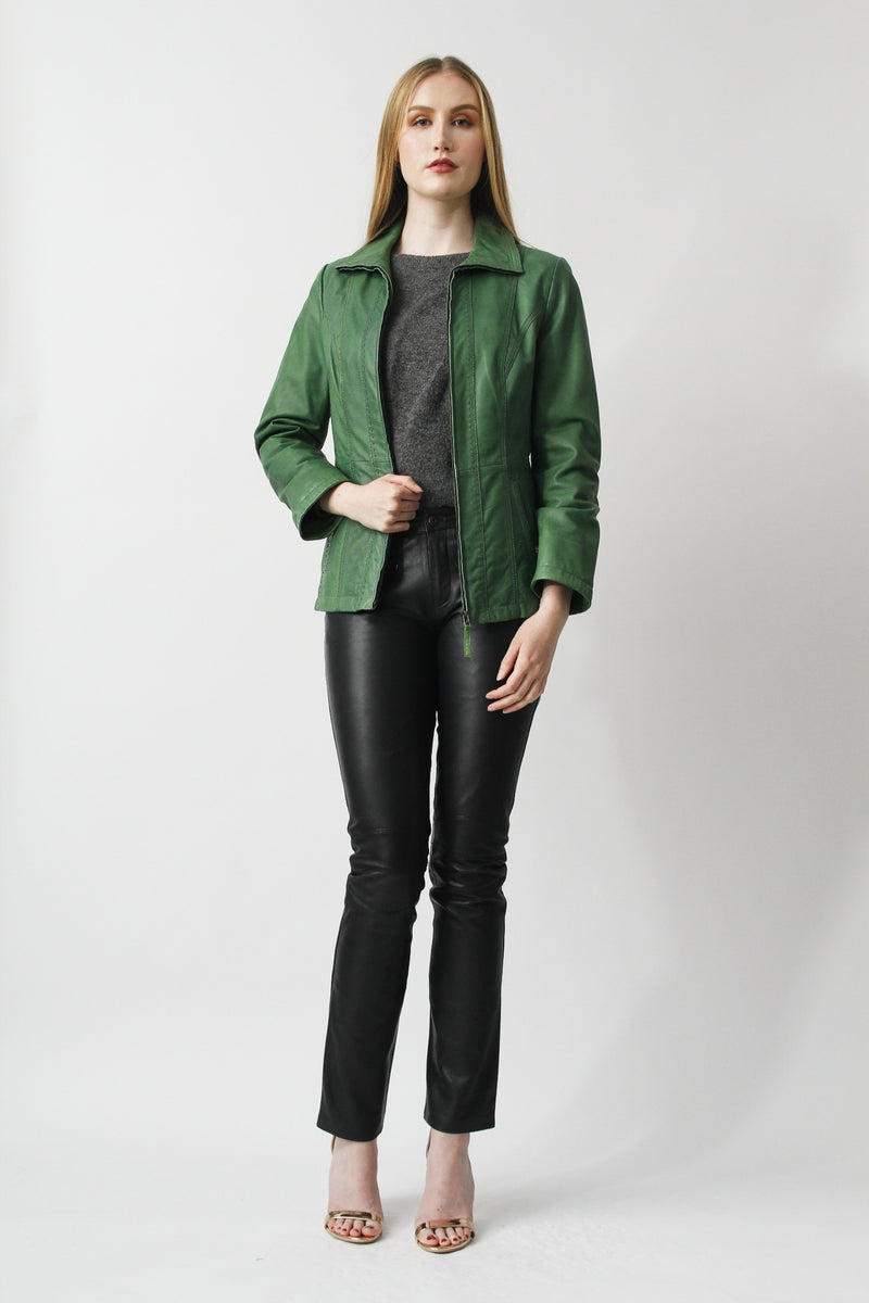 Taillierte Damen Lederjacke