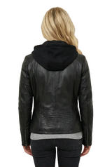 Tolle schwarze Lederjacke für Frauen im sportlichen Look