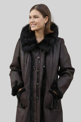 echte Damen Lammfell-Jacke dunkel braun Nerz Kragen