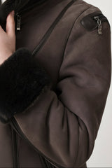 echte gewachsene Damen Lammfelljacke mit Reißverschluss aus Merinofell