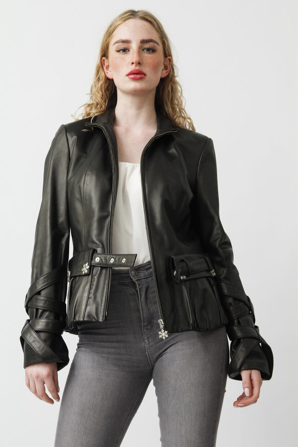 schwarze Damen Lederjacke