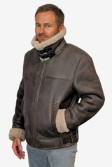 Antik  braune Herren Lammfell-Bomber B3