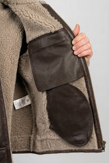 Antik  braune Herren Lammfell-Bomber B3