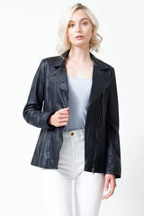 exklusive Damen lederjacke leicht schwarz Reißverschluss
