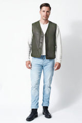 Herren Lederweste in oliv
