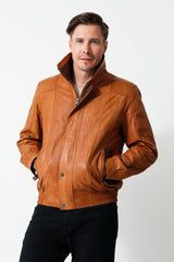 Herren Lederjacke Blouson cognac kurz Lammnappa