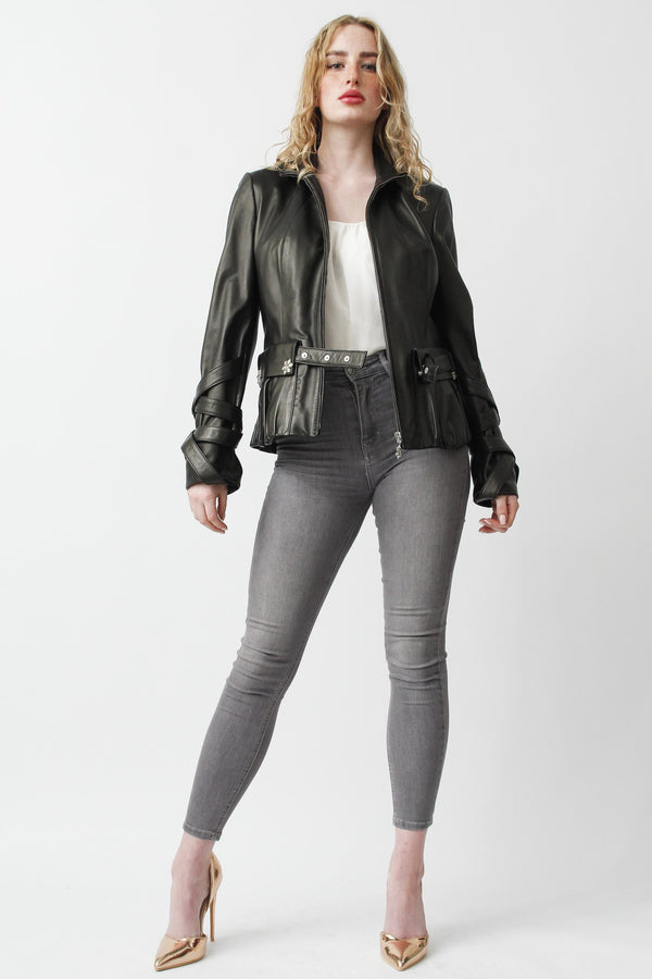schwarze Damen Lederjacke