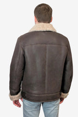 Antik  braune Herren Lammfell-Bomber B3