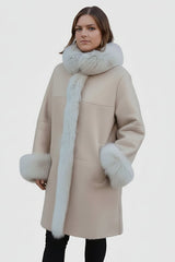 Damen Lammfell-Jacke/Mantel hell beige