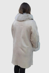 Damen Lammfell-Jacke/Mantel hell beige
