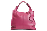 Damen Shopper aus Rindnappa perforiert in Blau und Fuchsia