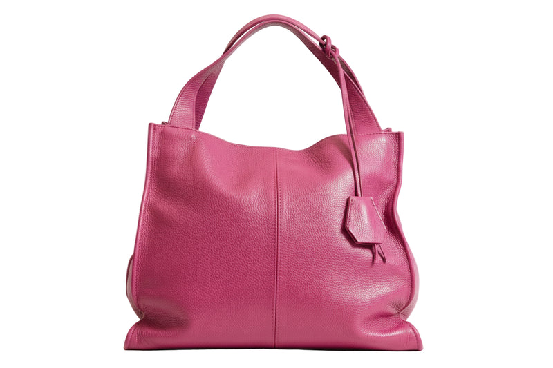Damen Shopper aus Rindnappa perforiert in Blau und Fuchsia