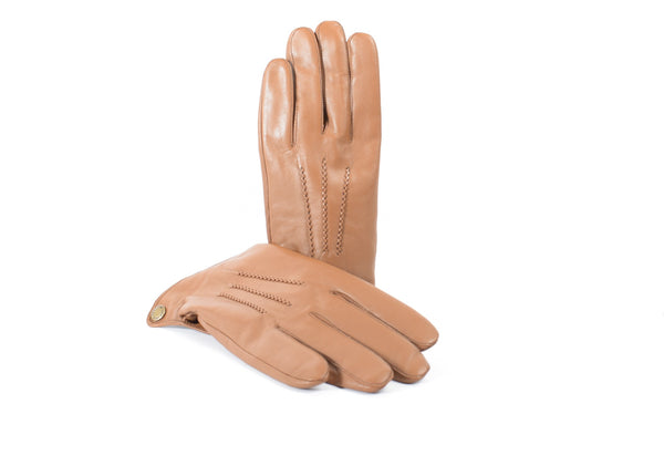 Herren Finger Lederhandschuh aus Lammnappa in Sattel Brown