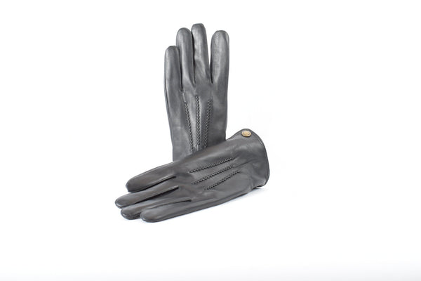 Herren Finger Lederhandschuh aus Lammnappa in schwarz mit Ziernähten