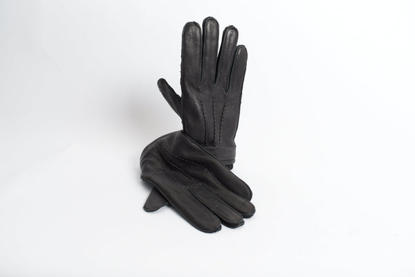 Herren Finger Lederhandschuhe schwarz aus Ziegennappa mit Wollfutter