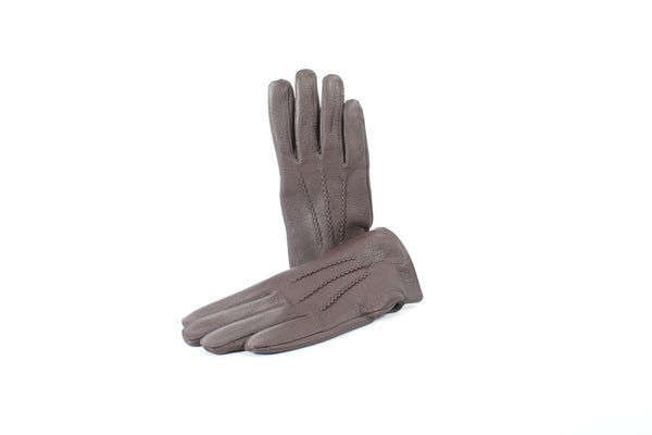 Herren Finger Lederhandschuh aus Ziegennappa in Dark Brown