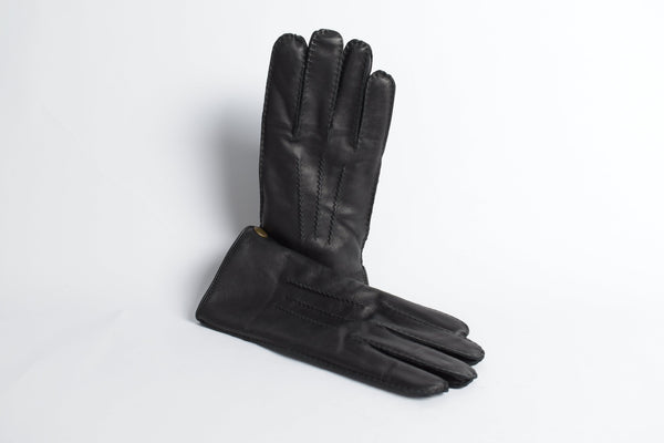 Herren Leder Finger Handschuhe aus feinsten Hirschleder in schwarz