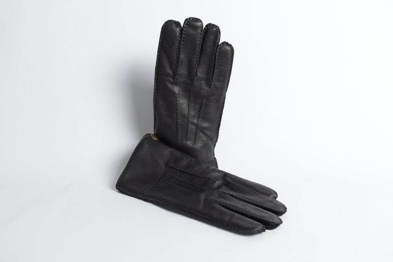 Herren Leder Finger Handschuhe aus feinsten Hirschleder in schwarz