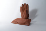 Herren Finger Hirschlederhandschuh in whisky mit Fleecefutter