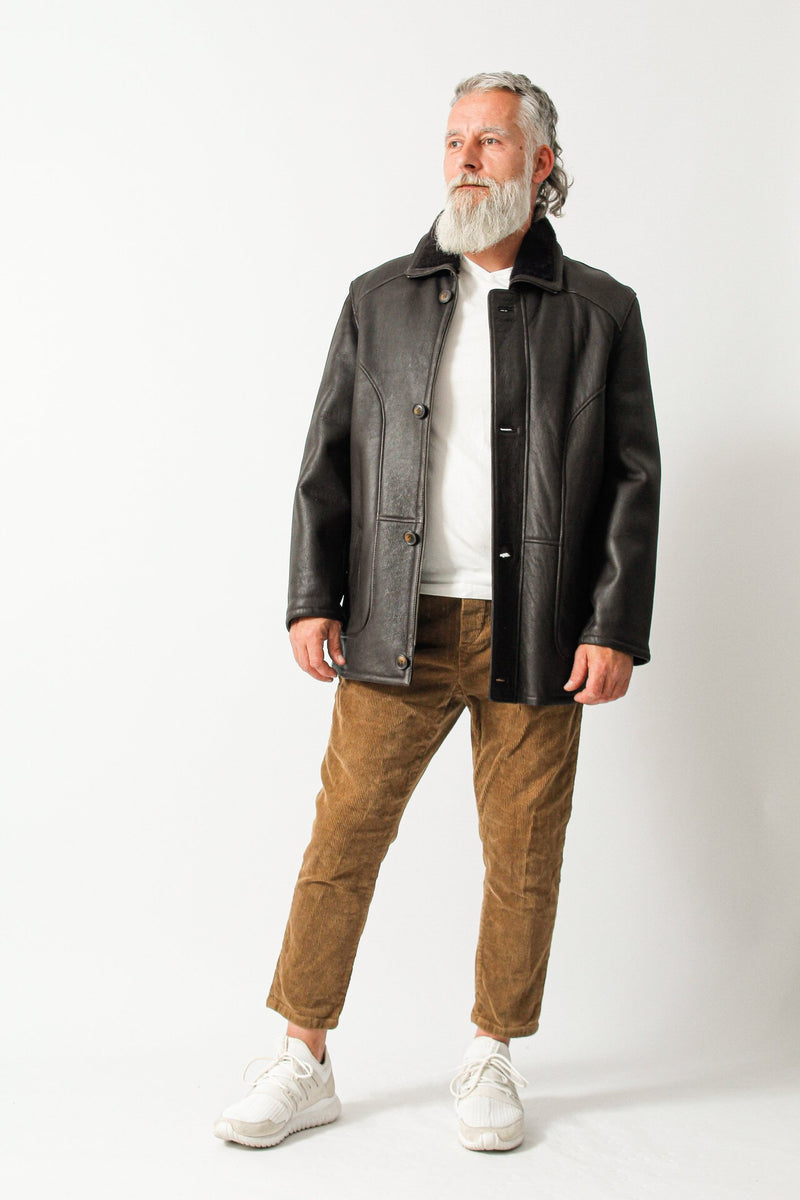 Längere Herren Winter Lammfelljacke in braun  nappalan glatte aussen