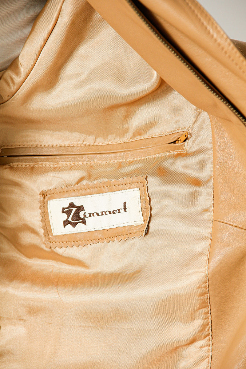 Längerer sportlicher Herren Lederparka aus Lammnappa in Camel wattiert