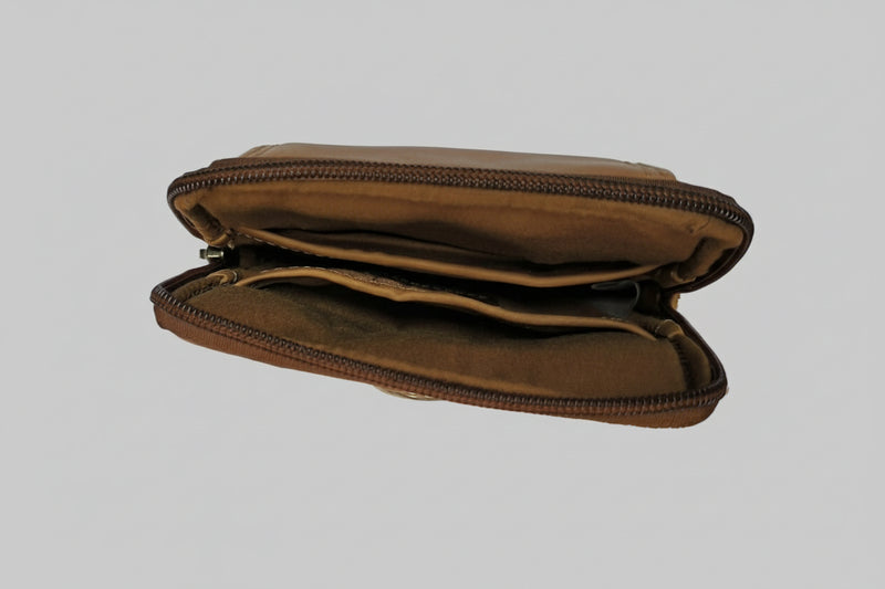 Kleine Mini Umhängetasche in cognac antik