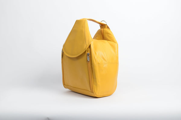 Damen Leder alltags Rucksack aus Lammnappa in gelb 340 Gramm