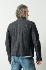 Herren Biker Lederjacke navy blue vintage
