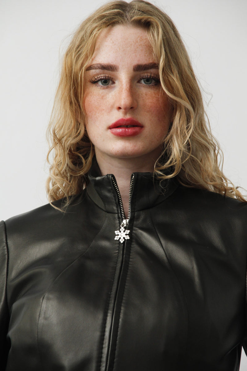schwarze Damen Lederjacke
