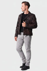 Herren Biker Motorrad Lederjacke