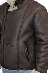 Kurze antik braune Herren Lammfelljacke