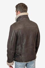 Kurze antik braune Herren Lammfelljacke
