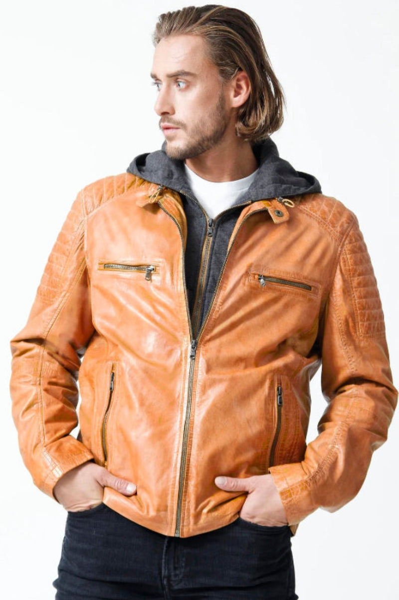 Herren-Lederjacke-braun-vintage-Taschen-leicht