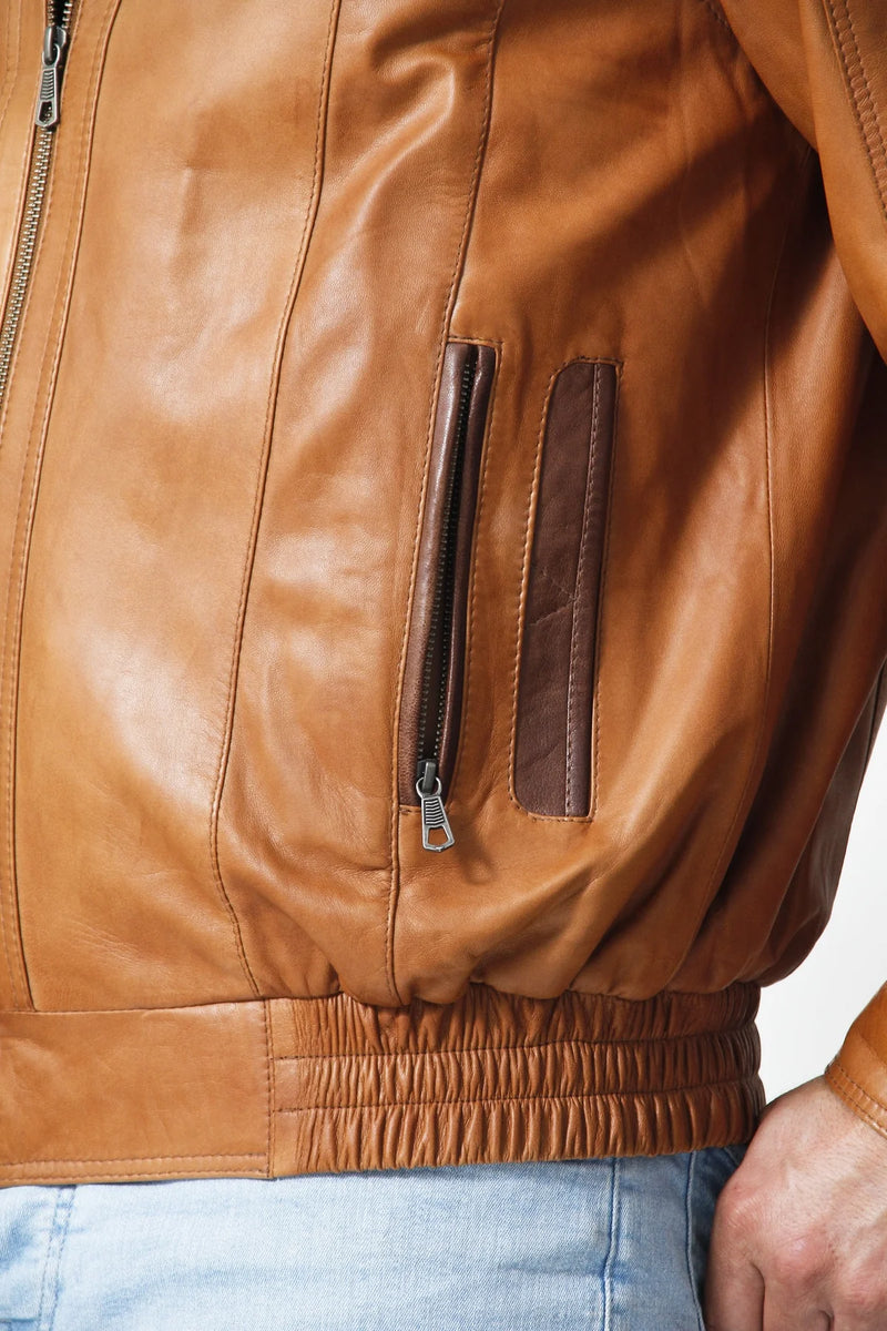 Herren Lederjacke kurz cognac