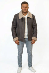 Antik  braune Herren Lammfell-Bomber B3