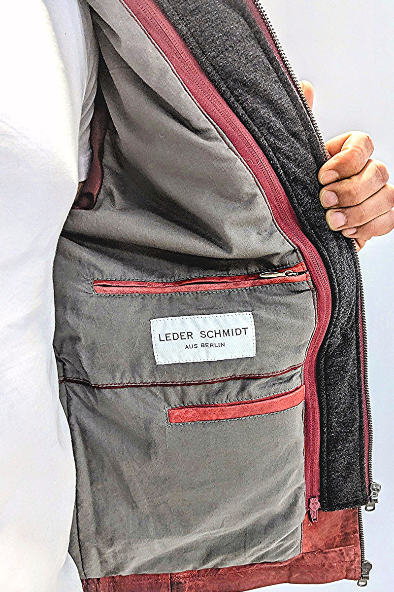 Herrenlederjacke mit Hoodie in Lammnappa