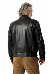 Herren Lederjacke schwarz Blouson Lammnappa