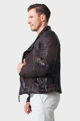 Herren Biker Motorrad Lederjacke