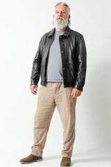 echte schwarze Herren Lederjacke kurz Lammnappa