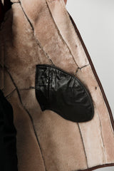 Lange Damen Lammfelljacke in Braun mit heller Wolle
