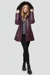 Hochwertiger Damen-Leder-Parka mit Kapuze