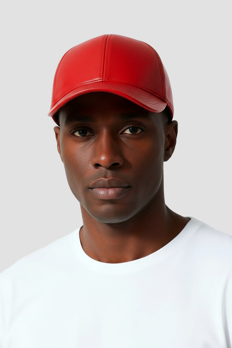 Leder Basecap Lammnappa rot