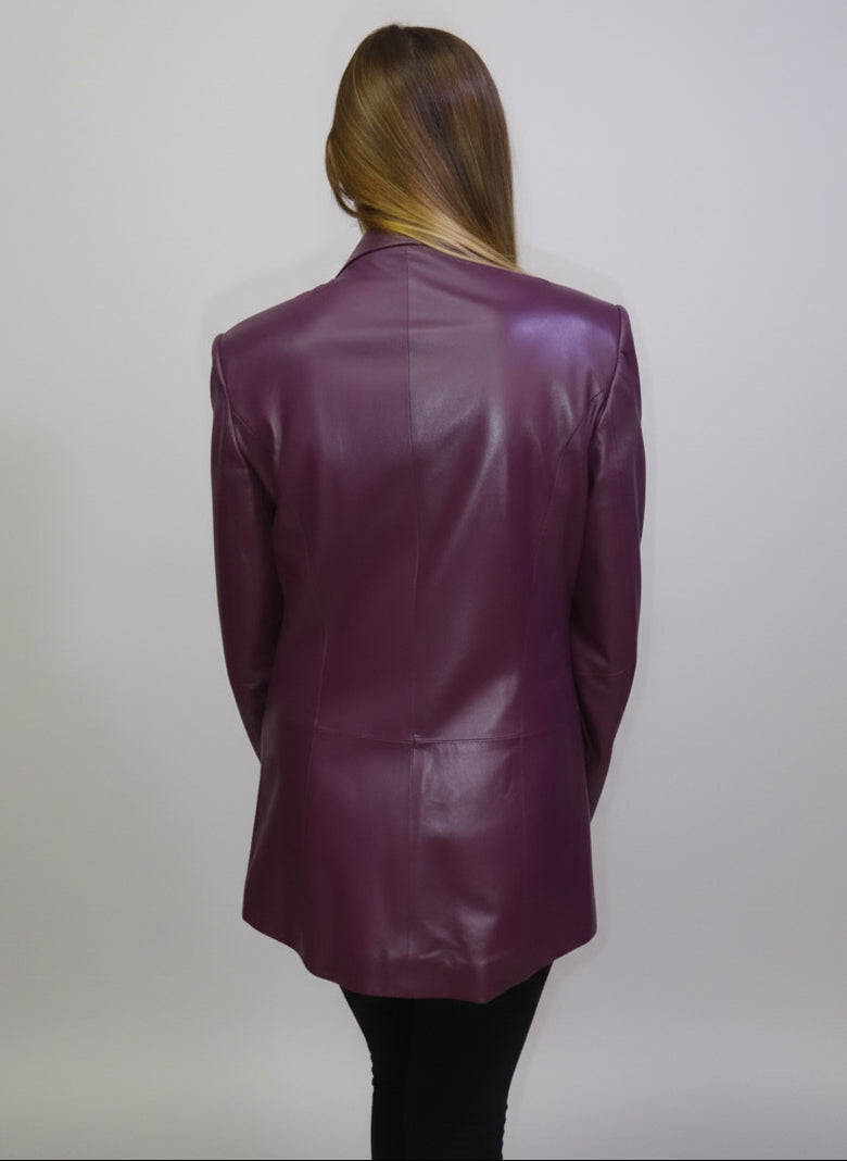 Damen Lederblazer lang