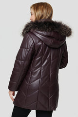 Hochwertiger Damen-Leder-Parka mit Kapuze